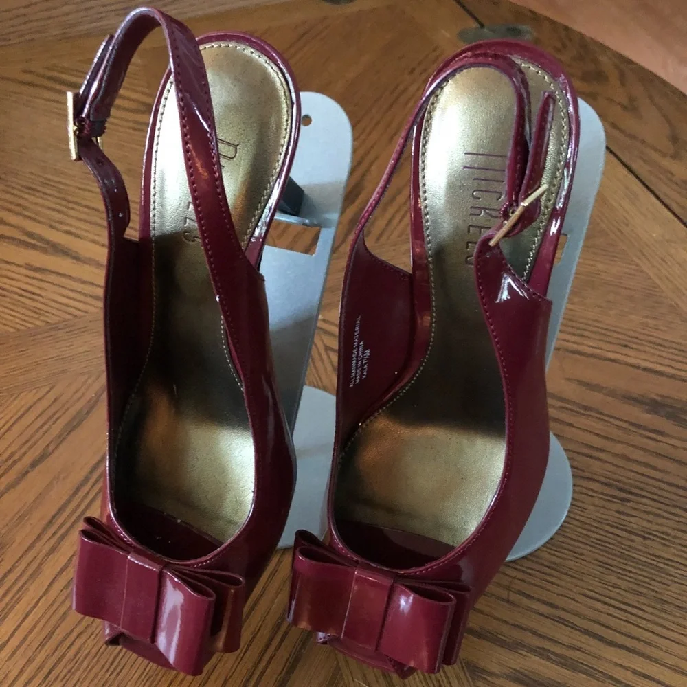 Bordeaux Patent Leather Sling-Back Heels